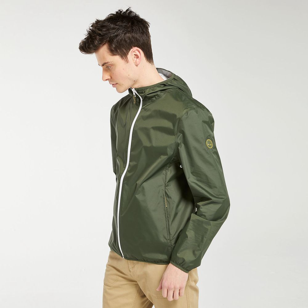 Timberland Mens Jackets Mt. Franklin Waterproof Packable Shell - Dark Green - India LA4286910